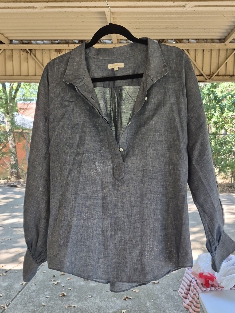 Lightweight Navy Women's Button-Trim Pullover Top